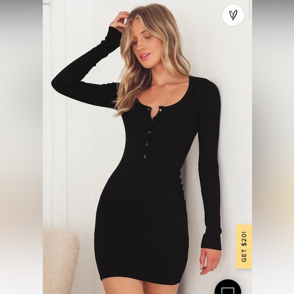 Lulus Henley Dress Black size M - Picture 3 of 5